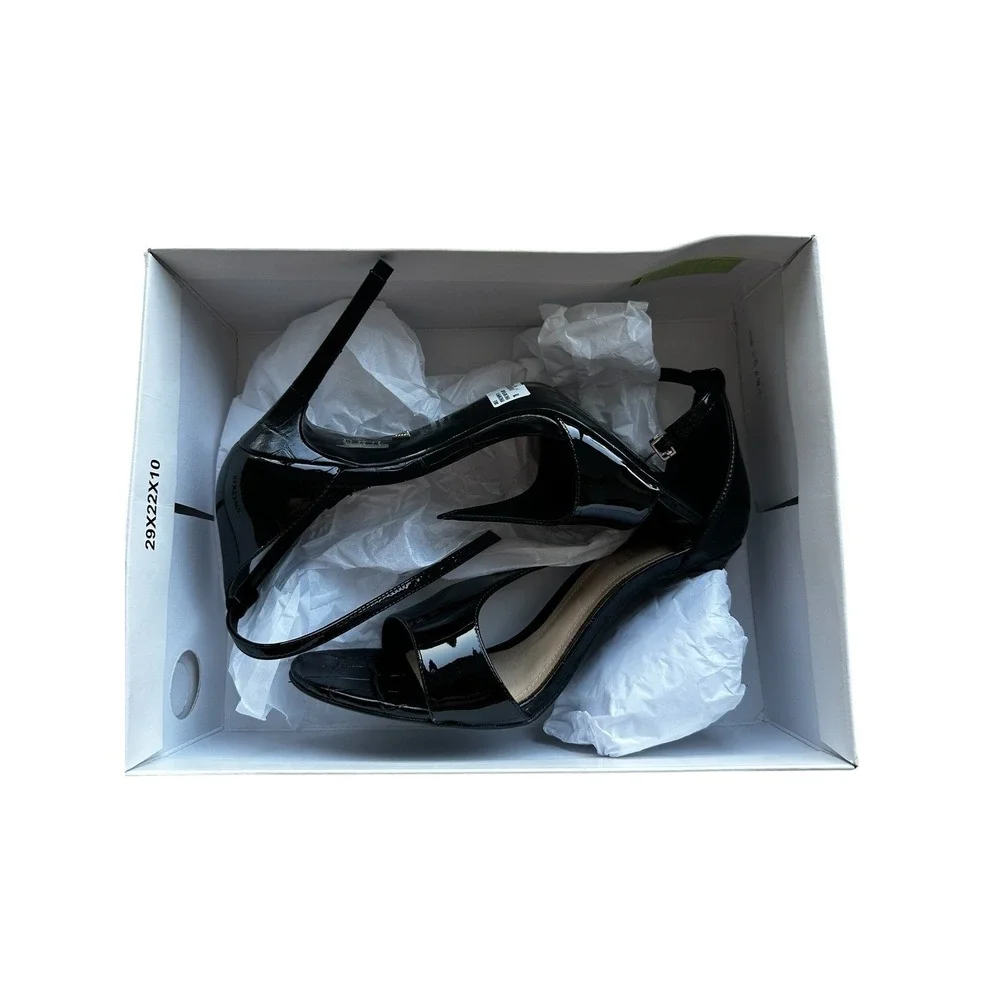Schutz Black Strappy Heels Open Toe Ankle Strap‎ Stiletto Sandals 7B Prom